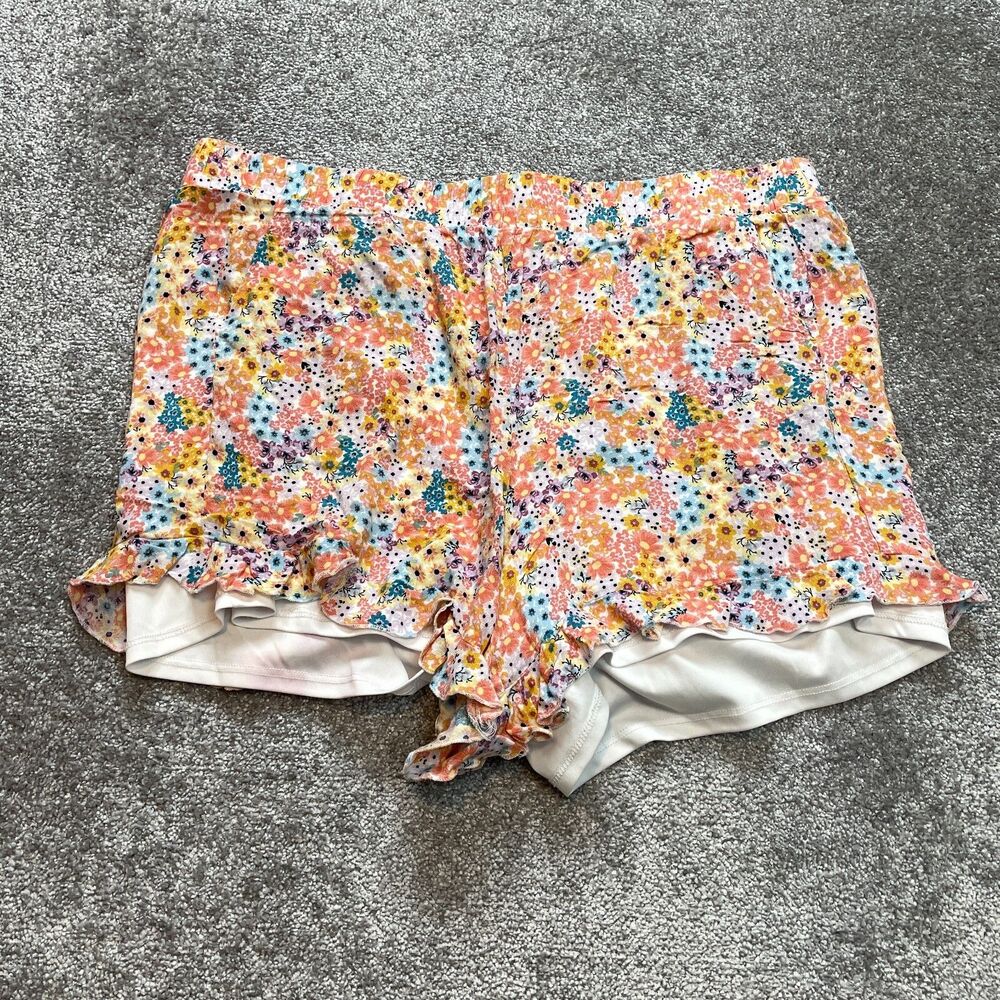 Torrid Sweat Shorts Womens 2 Large Colorful Floral Soft Lounge Casual Lined